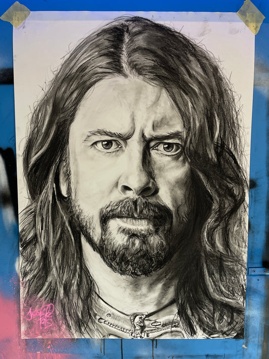 A4 Dave Grohl Foo Fighters Charcoal Print