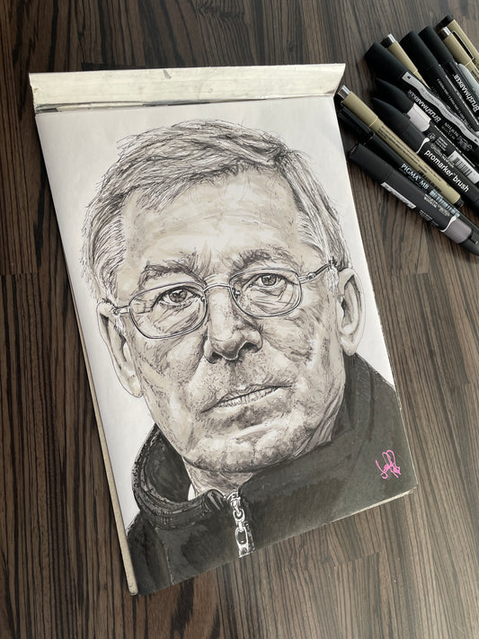 A4 Sir Alex Ferguson Ink Print