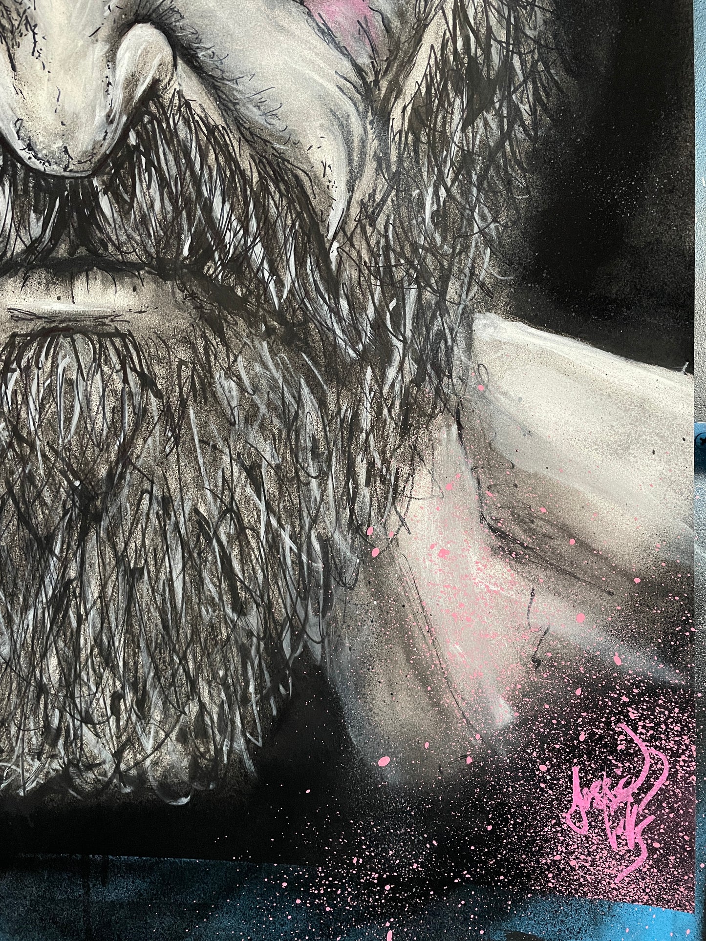 A1 ORIGINAL GOD OF WAR Kratos Mixed Media (FRAMED)