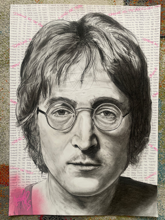 A1 John Lennon The Beatles Charcoal Original