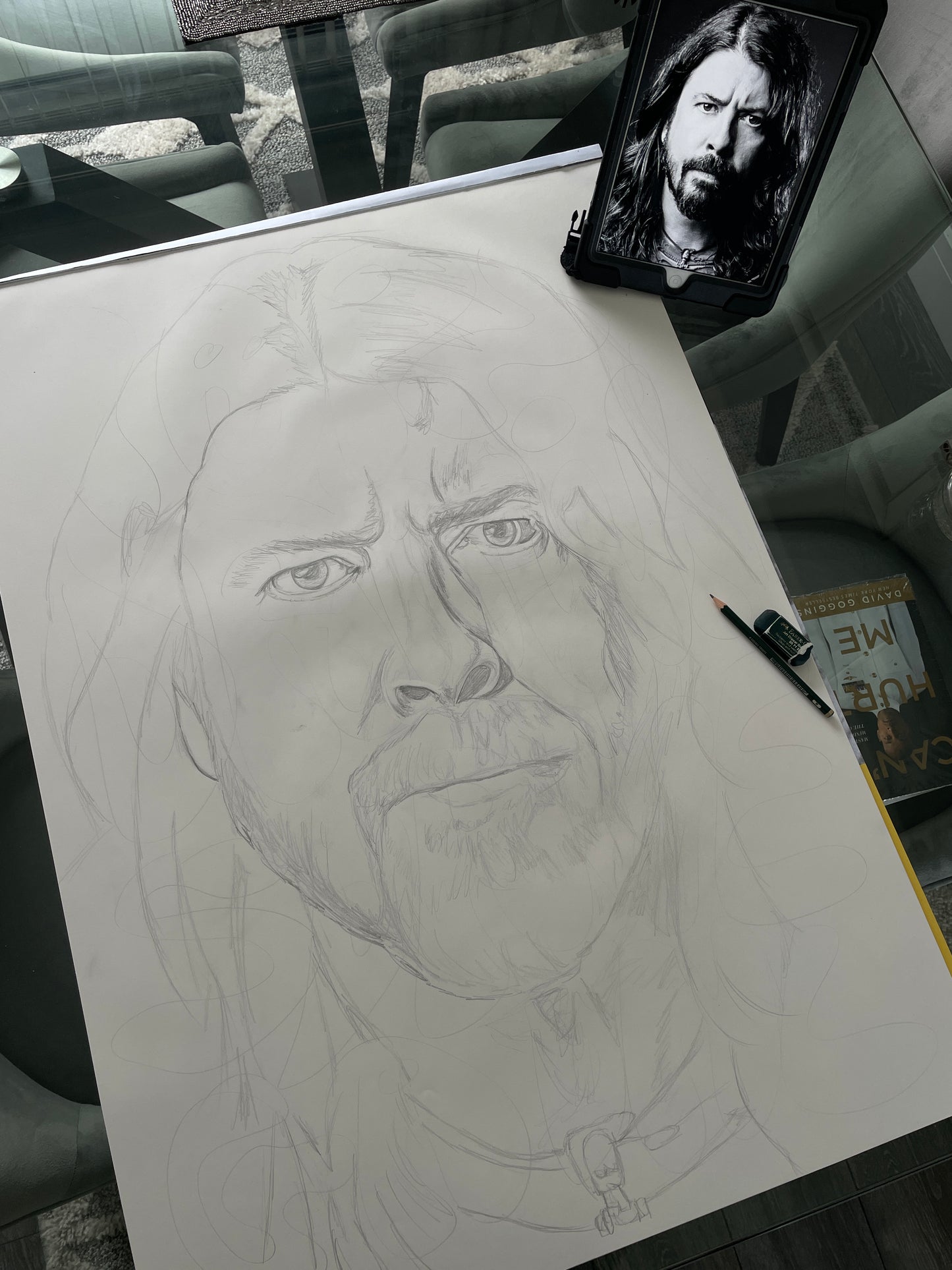 A4 Dave Grohl Foo Fighters Charcoal Print