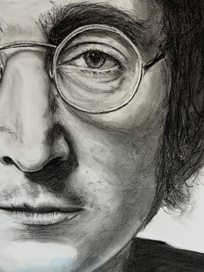 A4 John Lennon The Beatles Charcoal Print