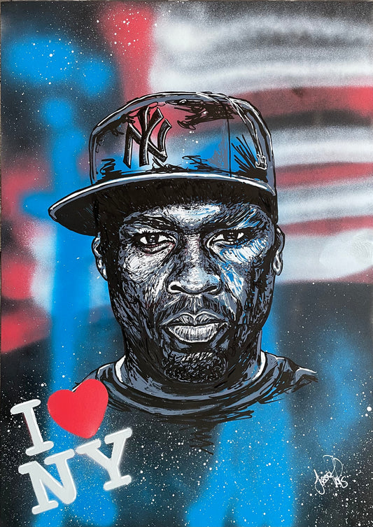 (RED/BLUE) 50 Cent I love NY Limited Edition Print