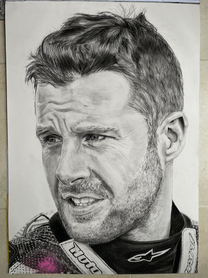 A4 Jonathan Rea Charcoal Print