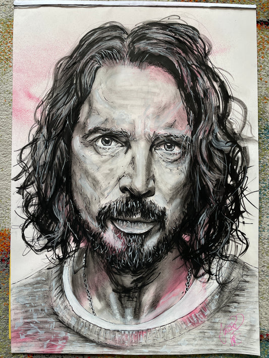 A4 Chris Cornell Mixed Media Print