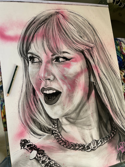 A4 Taylor Swift Mixed Media Print