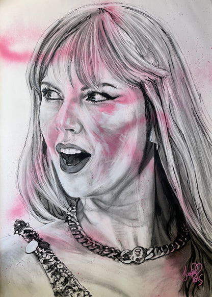 A4 Taylor Swift Mixed Media Print