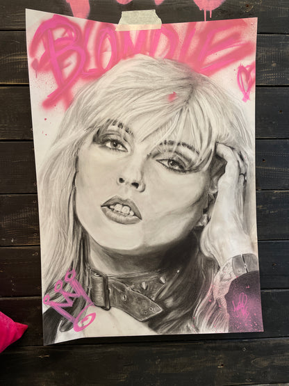 A4 BLONDIE Debbie Harry Charcoal Print