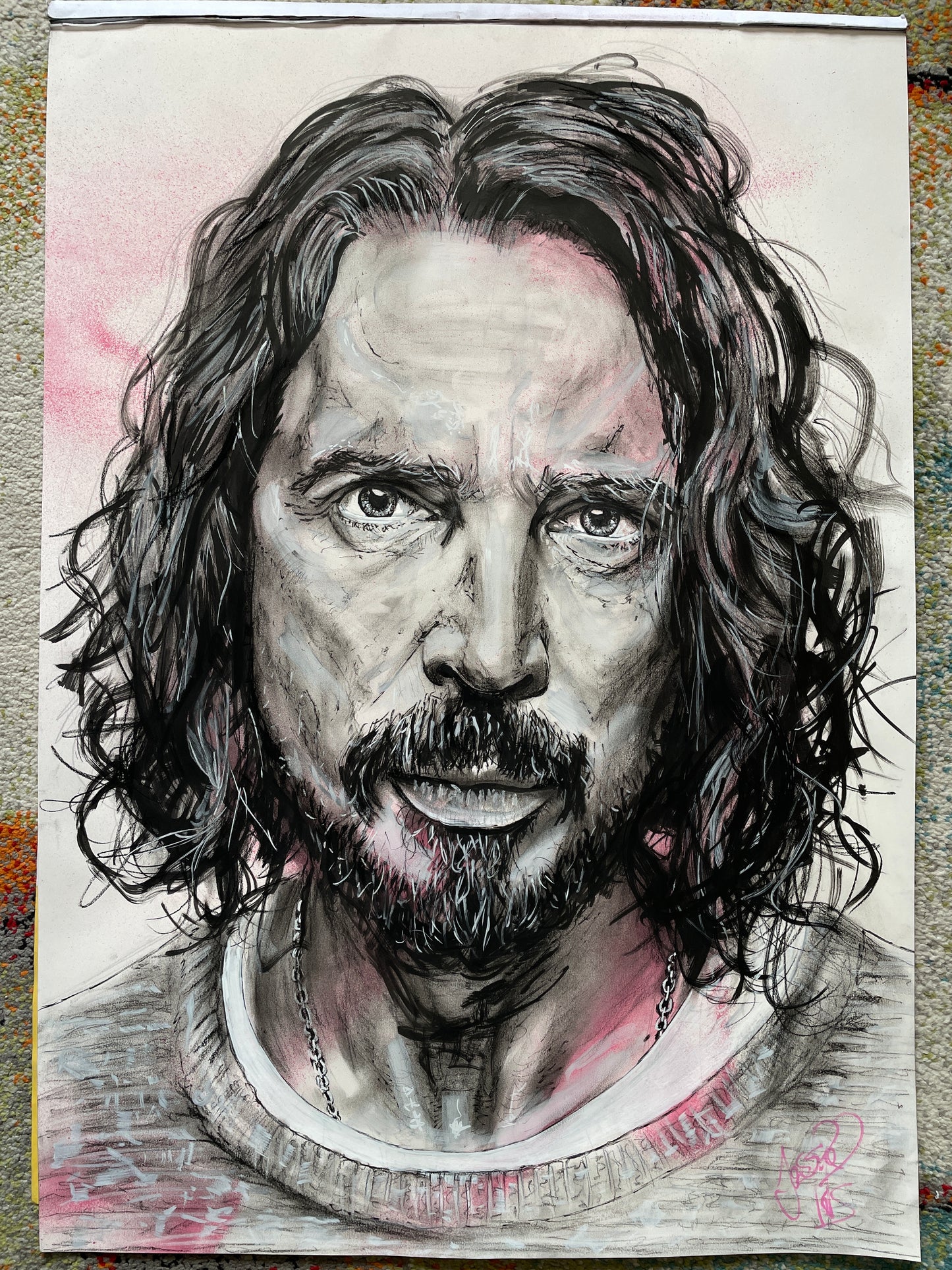 A1 ORIGINAL Chris Cornell Mixed Media (FRAMED)