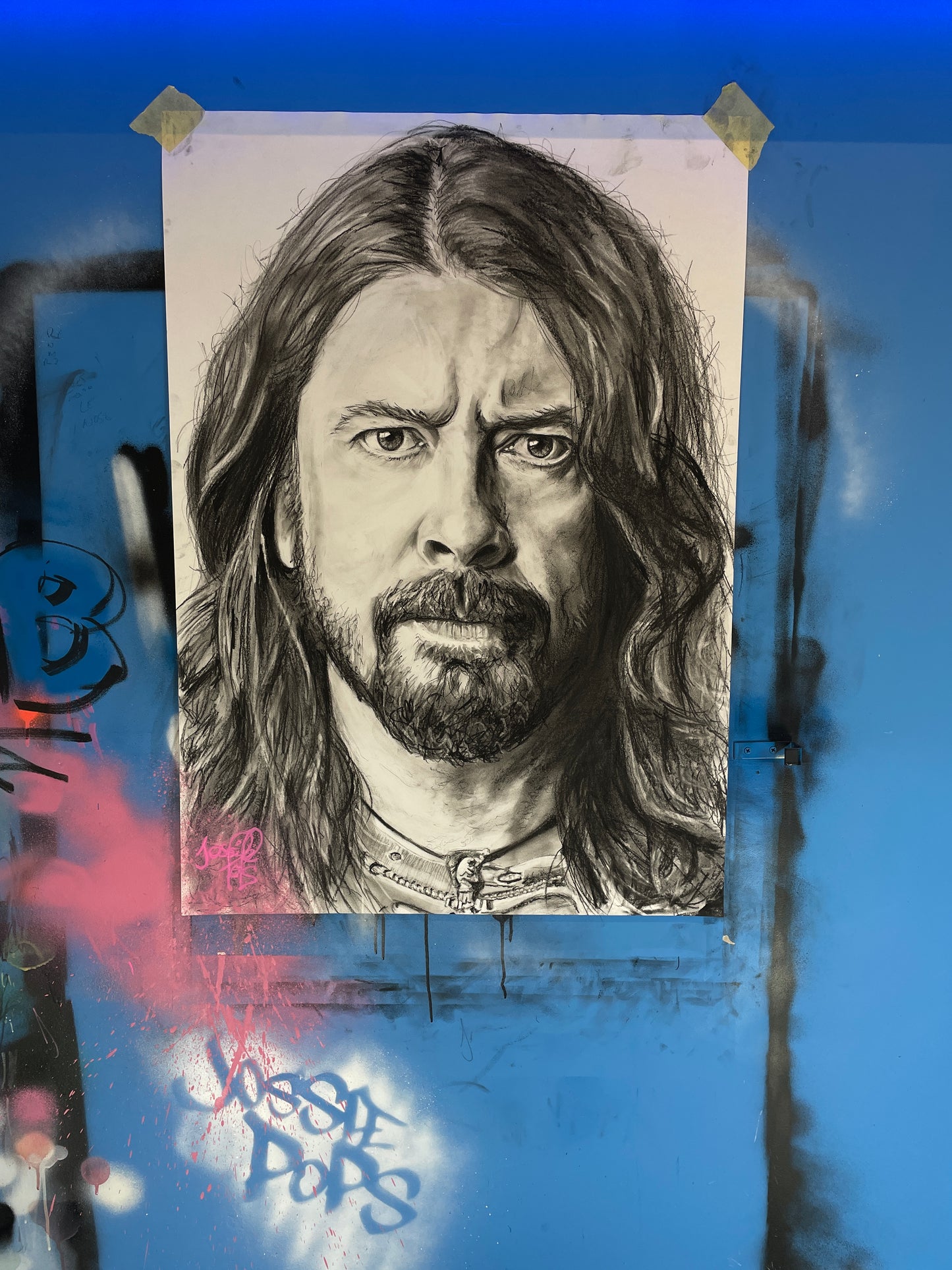 A4 Dave Grohl Foo Fighters Charcoal Print