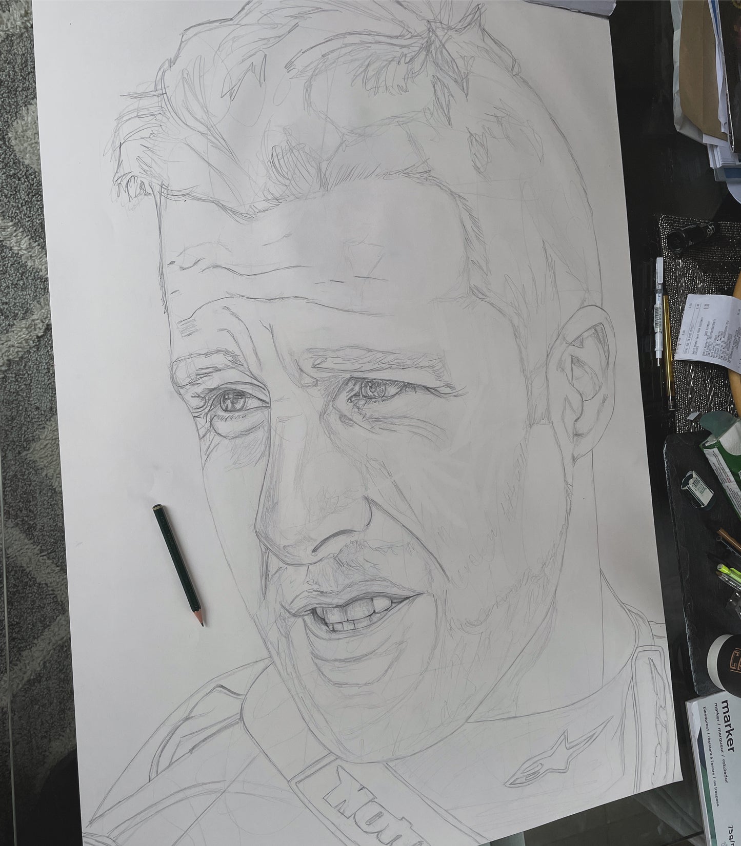 A4 Jonathan Rea Charcoal Print