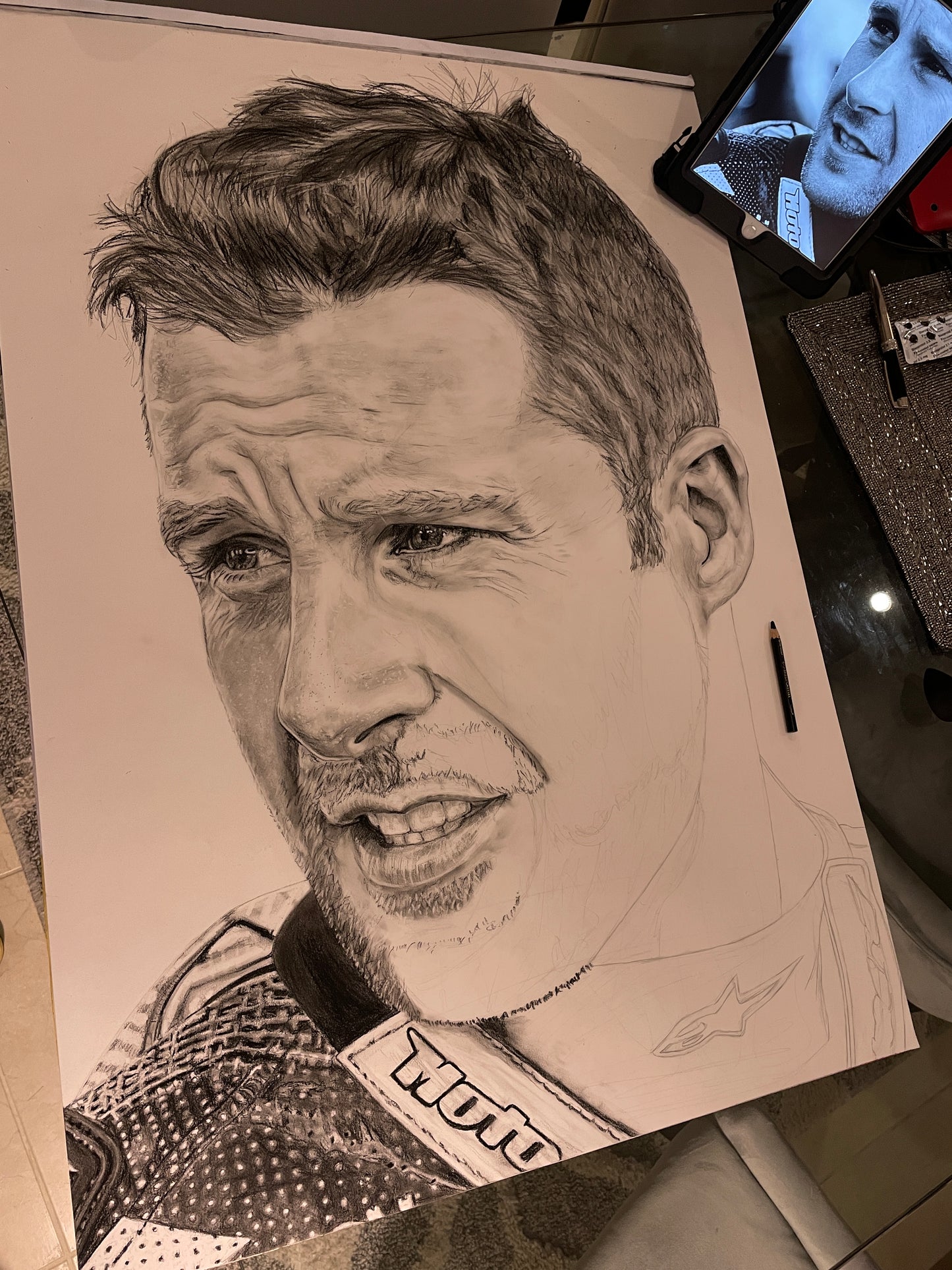 A4 Jonathan Rea Charcoal Print