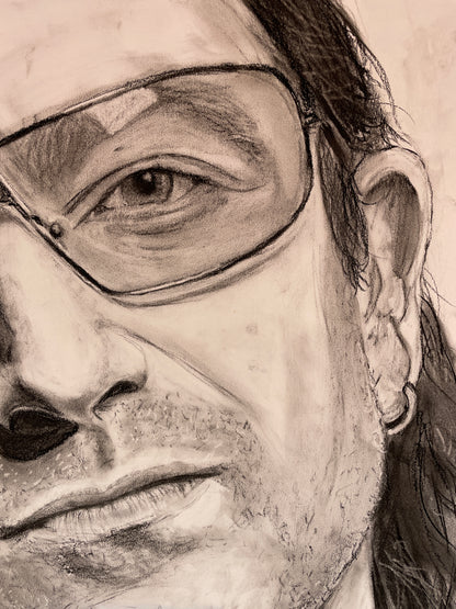 A4 Bono U2 Charcoal Print