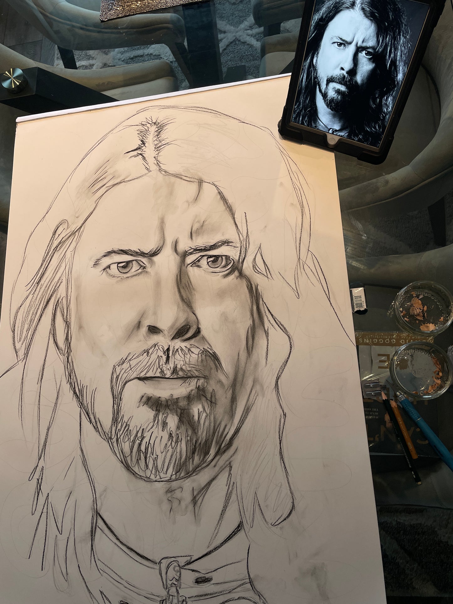 A4 Dave Grohl Foo Fighters Charcoal Print