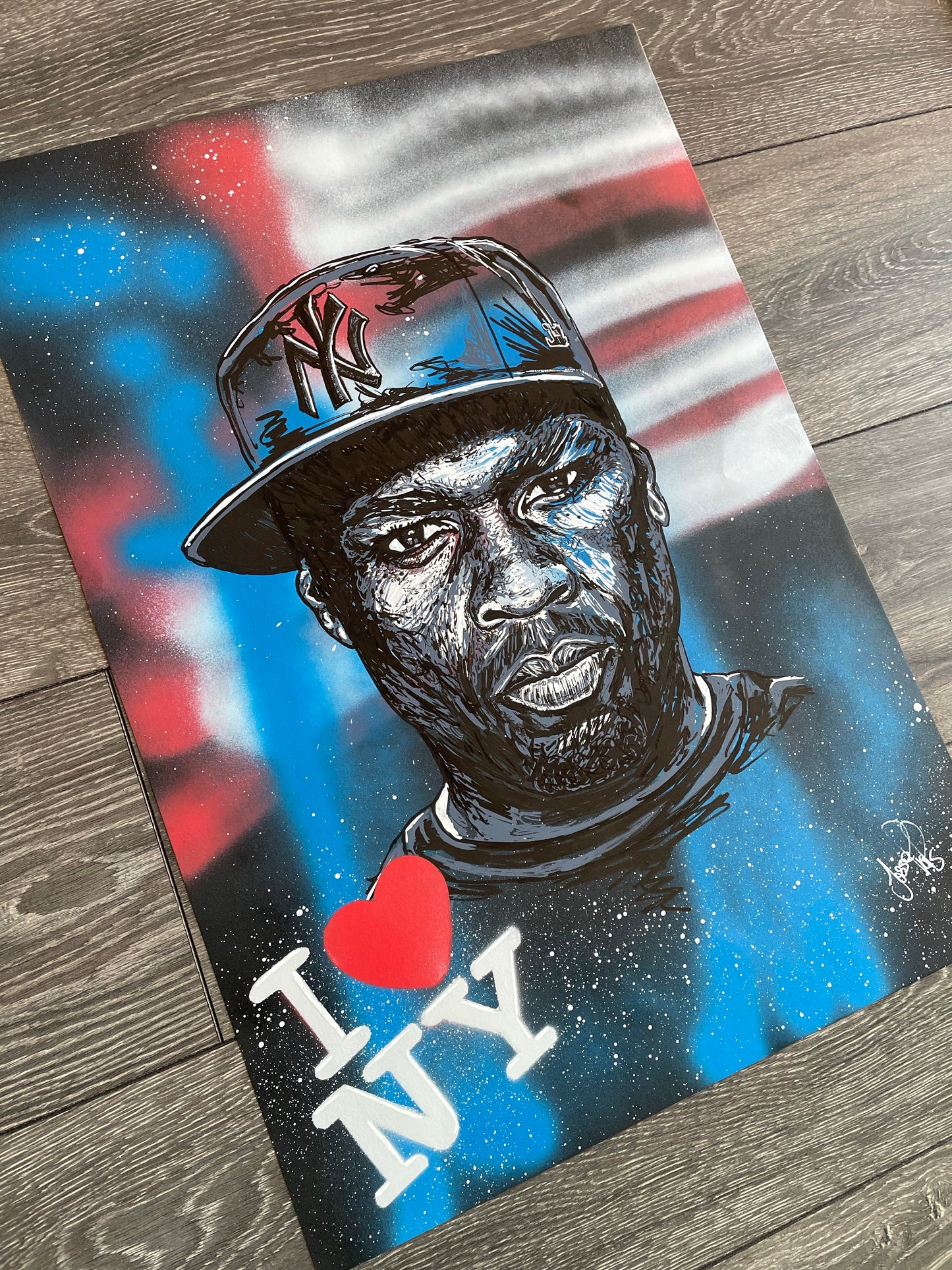 (RED/BLUE) 50 Cent I love NY Limited Edition Print